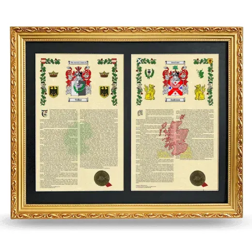 Double Armorial History Framed - Gold