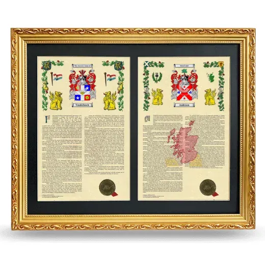 Double Armorial History Framed - Gold