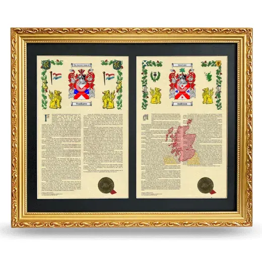 Double Armorial History Framed - Gold