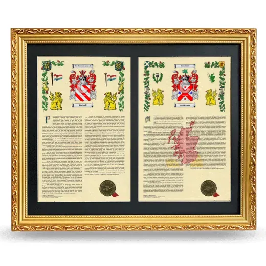 Double Armorial History Framed - Gold