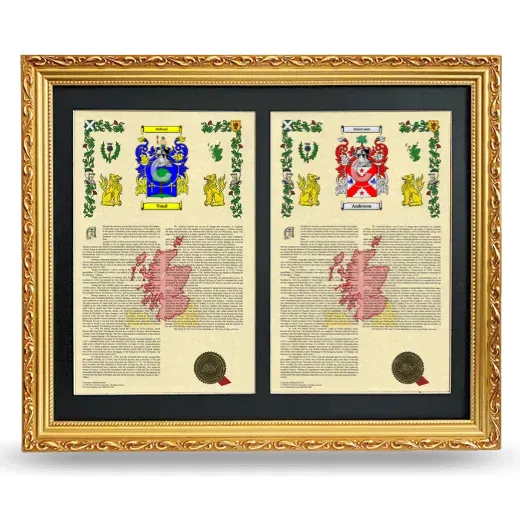 Double Armorial History Framed - Gold