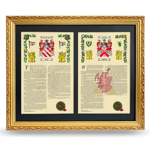 Double Armorial History Framed - Gold