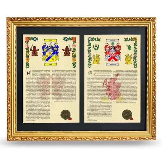 Double Armorial History Framed - Gold