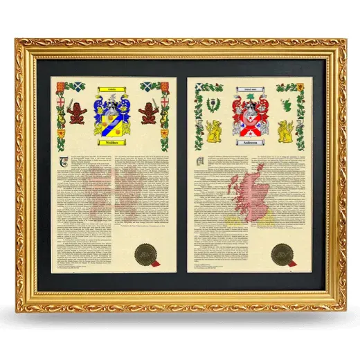 Double Armorial History Framed - Gold