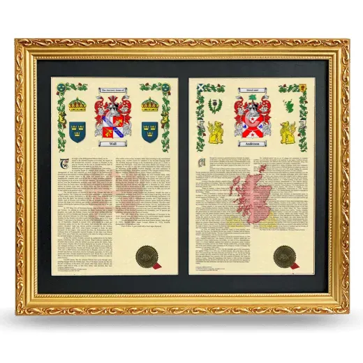 Double Armorial History Framed - Gold