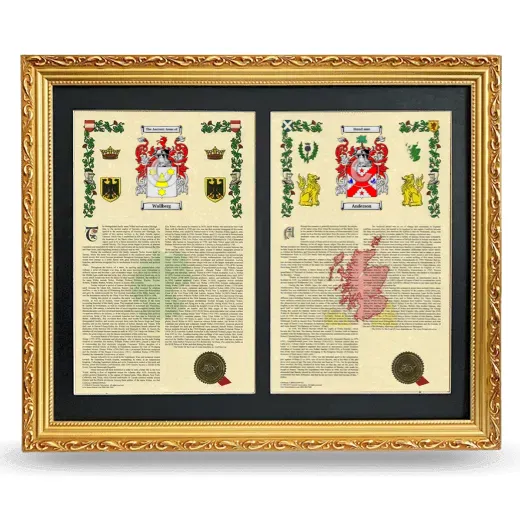 Double Armorial History Framed - Gold