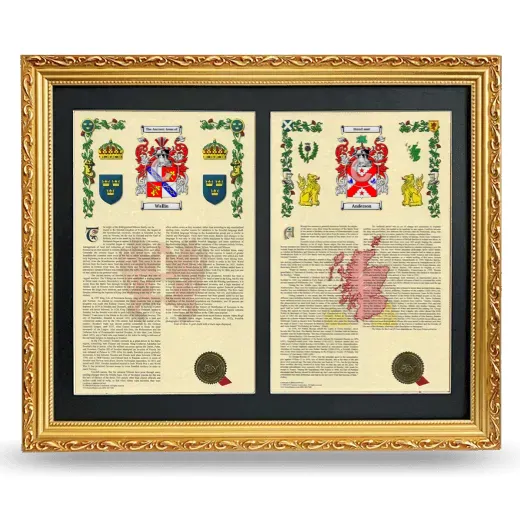 Double Armorial History Framed - Gold