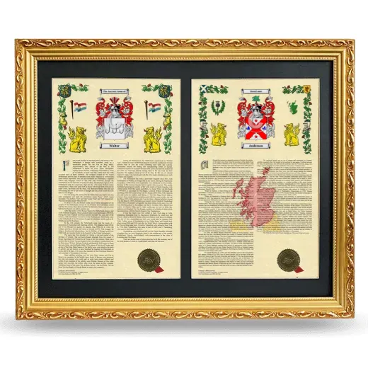 Double Armorial History Framed - Gold