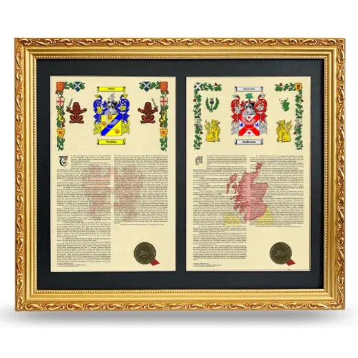 Double Armorial History Framed - Gold