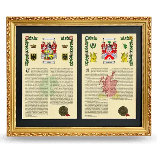 Double Armorial History Framed - Gold