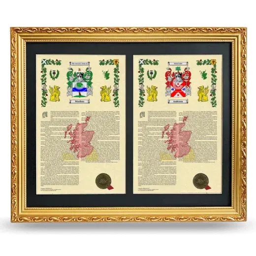 Double Armorial History Framed - Gold