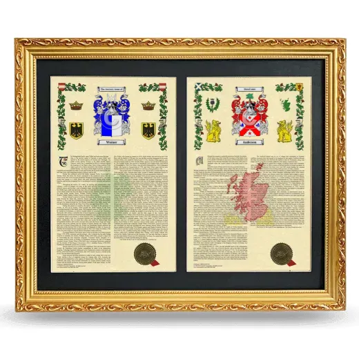 Double Armorial History Framed - Gold