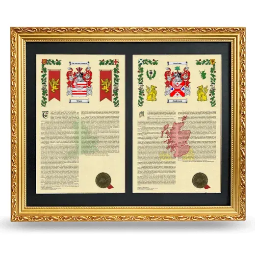 Double Armorial History Framed - Gold