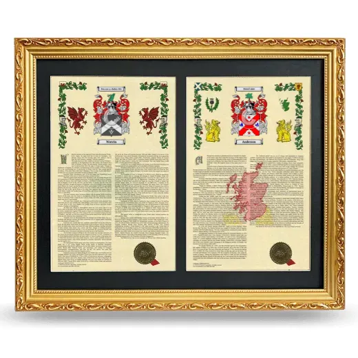 Double Armorial History Framed - Gold
