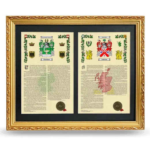 Double Armorial History Framed - Gold