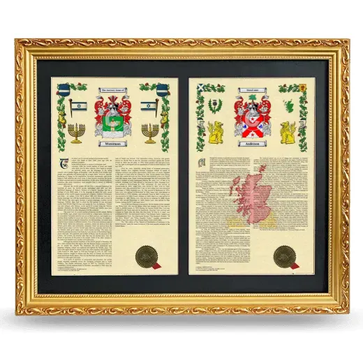 Double Armorial History Framed - Gold