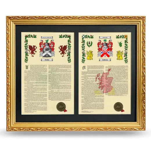 Double Armorial History Framed - Gold