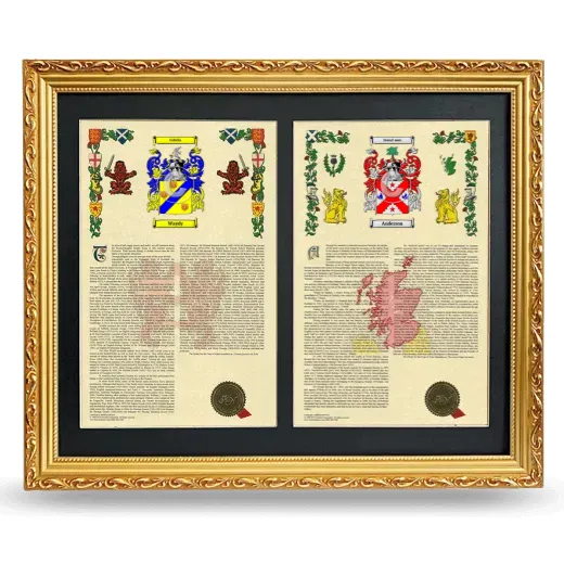Double Armorial History Framed - Gold