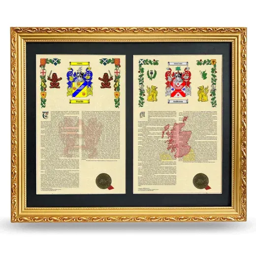Double Armorial History Framed - Gold