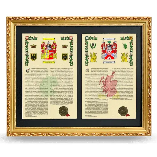 Double Armorial History Framed - Gold