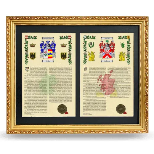 Double Armorial History Framed - Gold