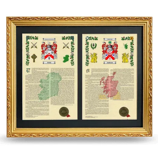 Double Armorial History Framed - Gold