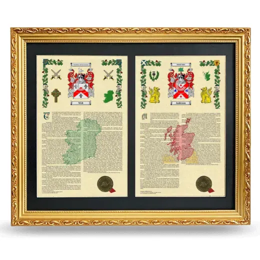 Double Armorial History Framed - Gold
