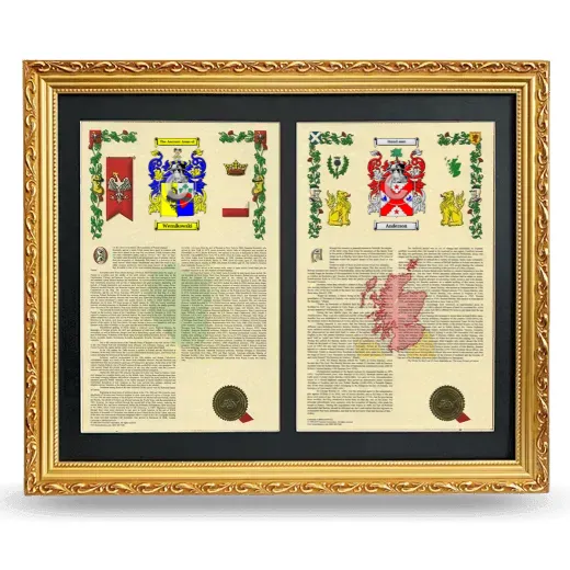 Double Armorial History Framed - Gold