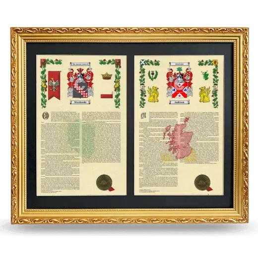 Double Armorial History Framed - Gold