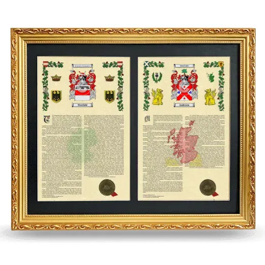 Double Armorial History Framed - Gold