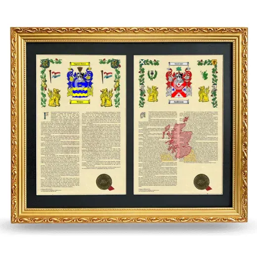 Double Armorial History Framed - Gold