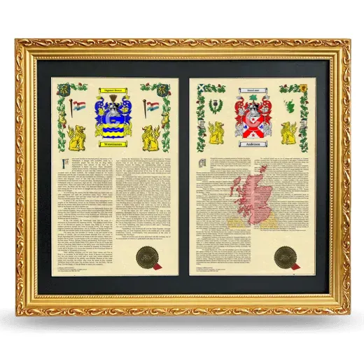 Double Armorial History Framed - Gold