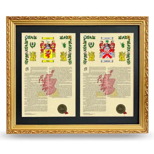 Double Armorial History Framed - Gold