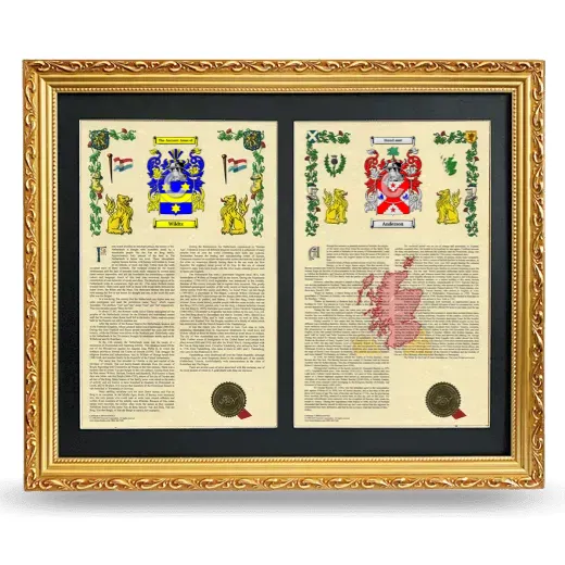 Double Armorial History Framed - Gold
