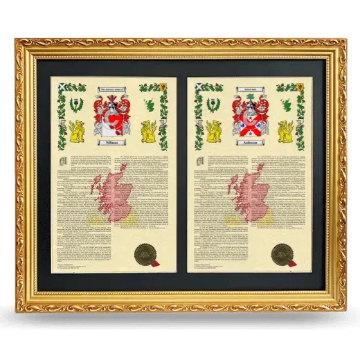 Double Armorial History Framed - Gold