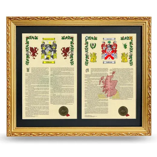 Double Armorial History Framed - Gold