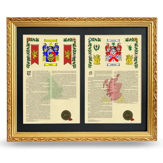 Double Armorial History Framed - Gold