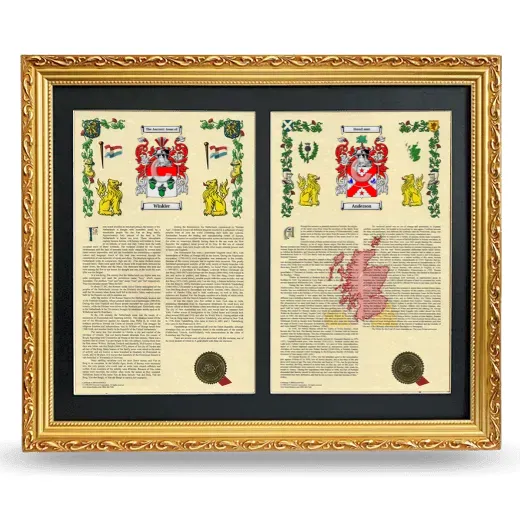 Double Armorial History Framed - Gold