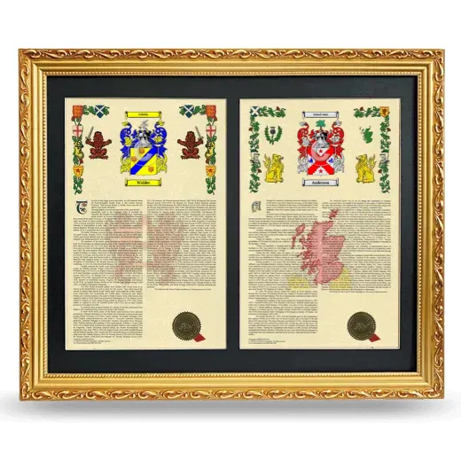 Double Armorial History Framed - Gold