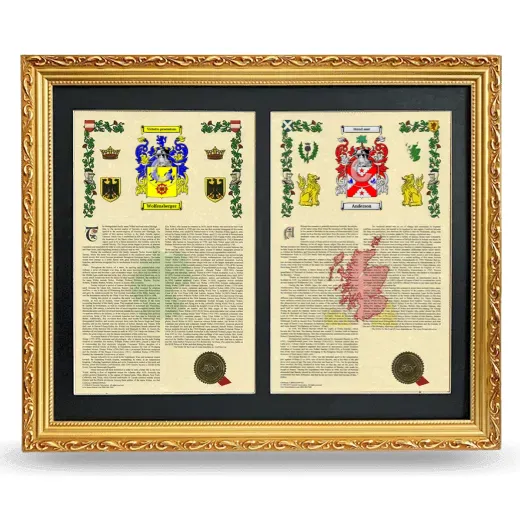 Double Armorial History Framed - Gold