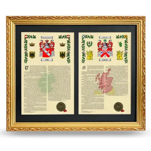Double Armorial History Framed - Gold
