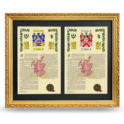 Double Armorial History Framed - Gold
