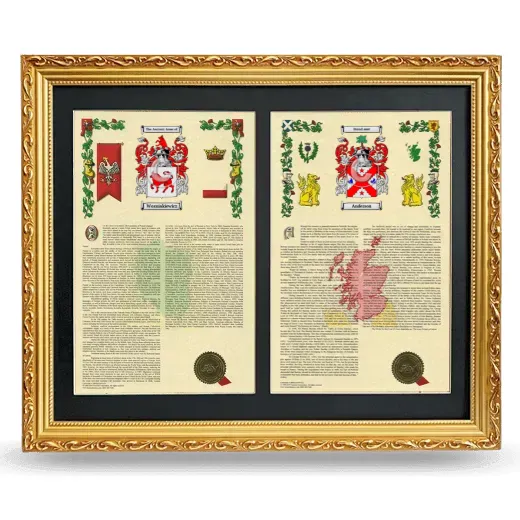 Double Armorial History Framed - Gold
