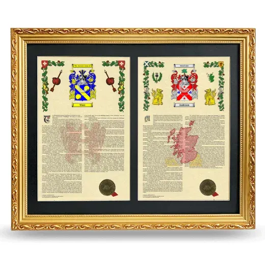 Double Armorial History Framed - Gold