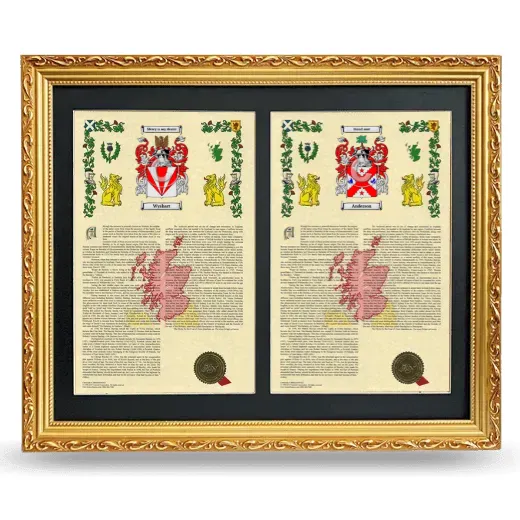 Double Armorial History Framed - Gold