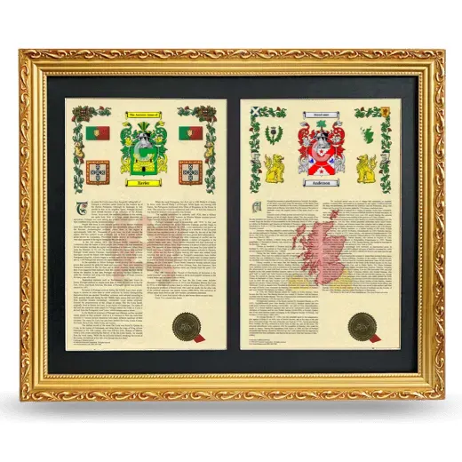 Double Armorial History Framed - Gold
