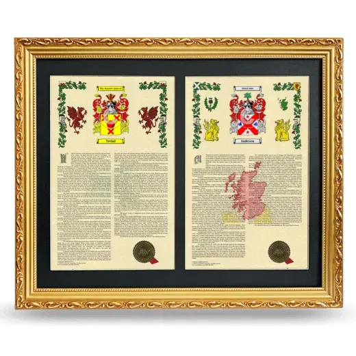 Double Armorial History Framed - Gold