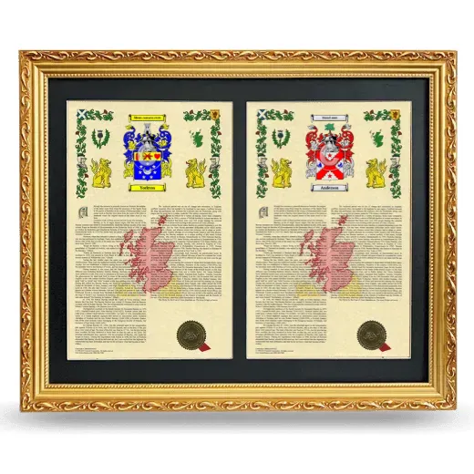 Double Armorial History Framed - Gold