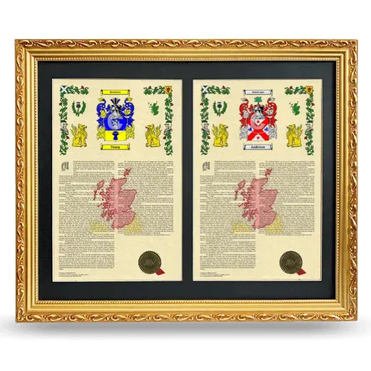 Double Armorial History Framed - Gold