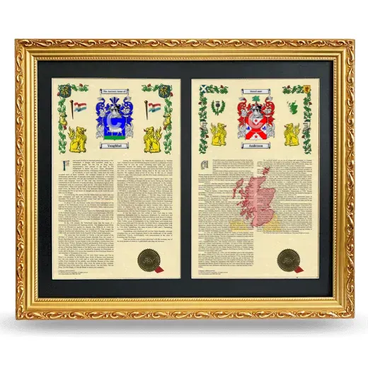 Double Armorial History Framed - Gold